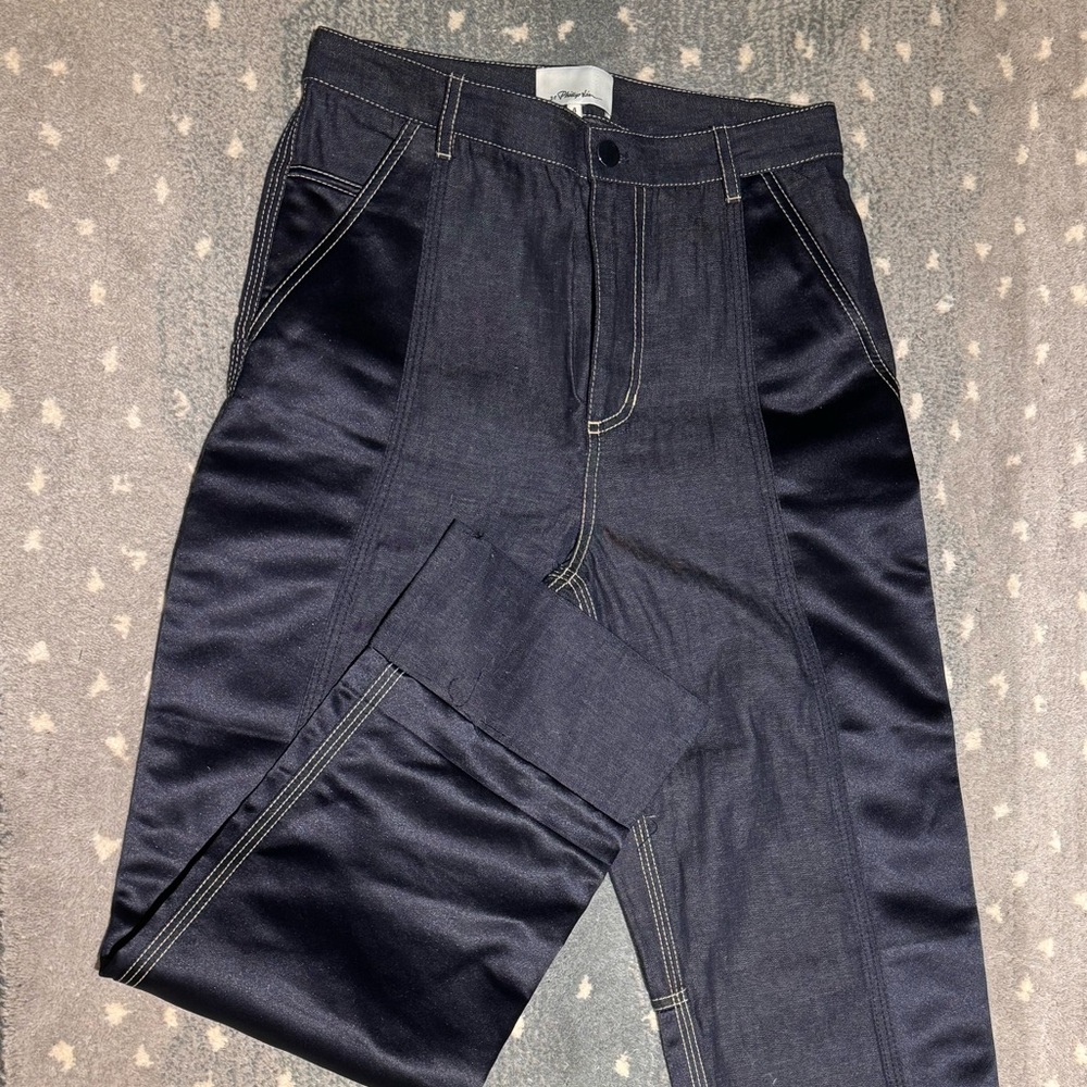 3.1 Phillip Lim denim / satin panel pants